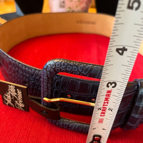 🐊GORGEOUS W KLEINBERG CROCODILE EMBOSSED BLUE BELT IN BLUE SIZE MEDIUM🐊 - Picture 2 of 12
